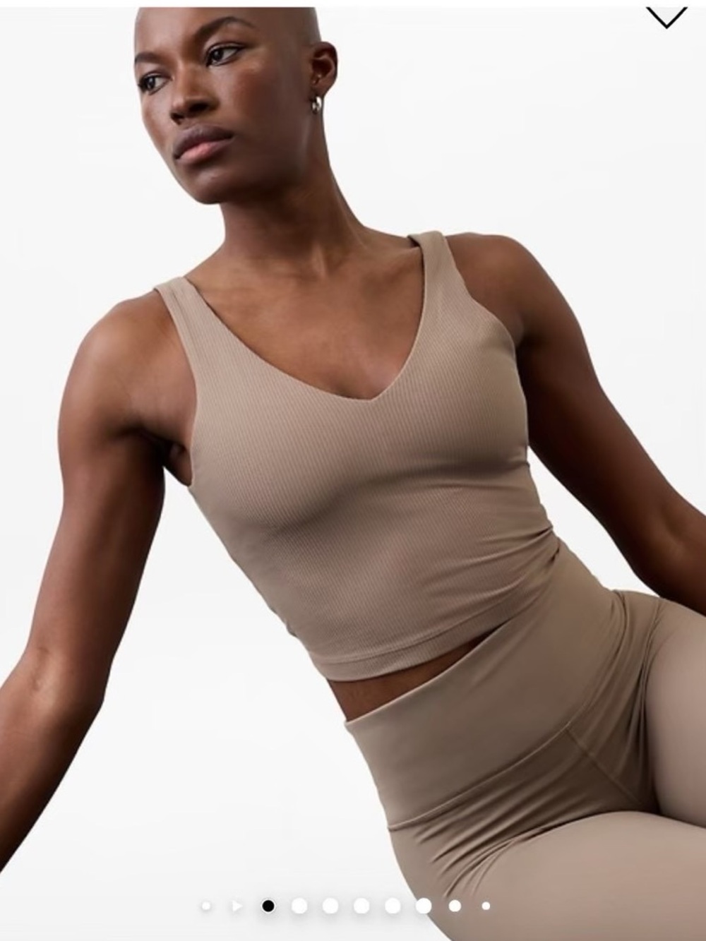 Athleta Transcend V Neck Rib Crop Bra